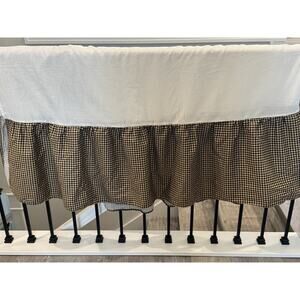 Waverly Garden Room Brown Black Gingham Queen Bed Skirt Dust Ruffle